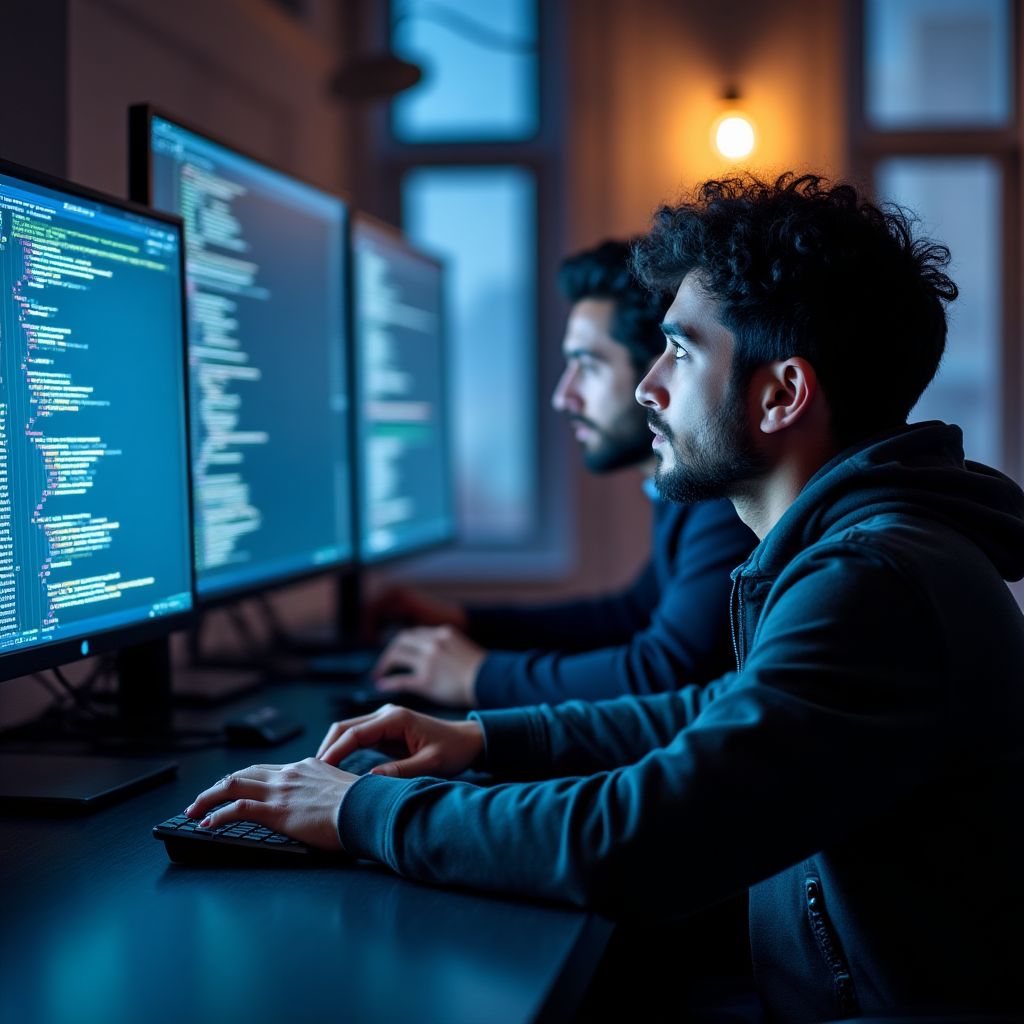 Dezvoltatorii în timpul unui coding sprint
